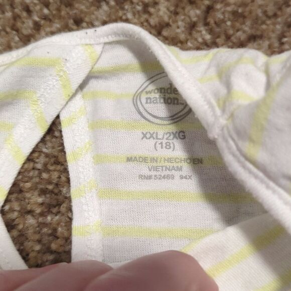 Girls Wonder Nation yellow and white striped tank top with sequins size XXL/18 - Picture 3 of 3